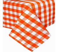 HOMESCAPES Nappe rectangulaire à Grands Carreaux Vichy en Coton Nappe de Table en Tissu Orange, 137 x 228 cm