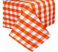 HOMESCAPES Nappe rectangulaire à Grands Carreaux Vichy en Coton Nappe de Table en Tissu Orange, 137 x 178 cm