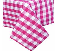 HOMESCAPES Nappe rectangulaire à Grands Carreaux Vichy en Coton Nappe de Table en Tissu Rose, 137 x 228 cm