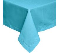 HOMESCAPES Nappe rectangulaire en Tissu, Nappe de Table en 100% Coton uni Bleu, Linge de Table Lavable et hypoallergénique - 137 x 228 cm