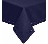 HOMESCAPES Nappe rectangulaire en Tissu, Nappe de Table en 100% Coton uni Bleu Marine, Linge de Table Lavable et hypoallergénique - 137 x 178 cm
