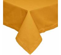 HOMESCAPES Nappe rectangulaire en Tissu, Nappe de Table en 100% Coton uni Jaune Moutarde, Linge de Table Lavable et hypoallergénique - 137 x 178 cm