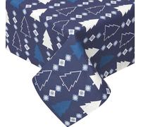 HOMESCAPES Nappe ronde de Noël Pays d'hiver, bleu, 100 % coton, 178 cm
