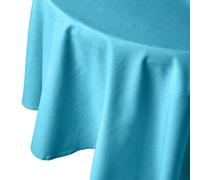 HOMESCAPES Nappe Ronde en Tissu, Nappe de Table en 100% Coton uni Bleu, Linge de Table Lavable et hypoallergénique - 178 cm