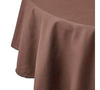 HOMESCAPES Nappe Ronde en Tissu, Nappe de Table en 100% Coton uni Chocolat, Linge de Table Lavable et hypoallergénique - 178 cm