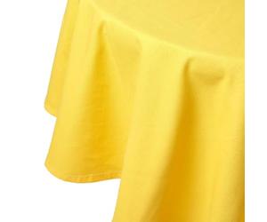 HOMESCAPES Nappe Ronde en Tissu, Nappe de Table en 100% Coton uni Jaune, Linge de Table Lavable et hypoallergénique - 178 cm