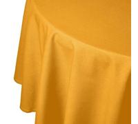 HOMESCAPES Nappe Ronde en Tissu, Nappe de Table en 100% Coton uni Jaune Moutarde, Linge de Table Lavable et hypoallergénique - 178 cm