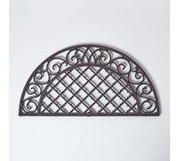 HOMESCAPES Paillasson extérieur Demi-Lune Marron en Fonte, Gratte Pieds Grille en Fonte, 67 x 34 cm