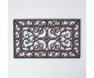 HOMESCAPES Paillasson extérieur en Fonte Marron, Gratte Pieds Grille en Fonte, 58 x 34 cm