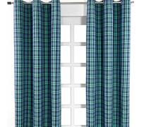 HOMESCAPES - Paire de Rideaux à œillets Bleu Tartan - Blackwatch 137 x 228 cm