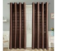 HOMESCAPES Paire de Rideaux à œillets - Chocolat 137x137cm - Collection Rajput 100% Coton