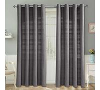 HOMESCAPES Paire de Rideaux à œillets - Gris 167x182cm - Collection Rajput 100% Coton