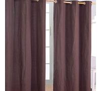 HOMESCAPES - Paire de Rideaux à œillets Prêt-à-Poser - Uni Chocolat - 100% Coton - 137 x 228 cm