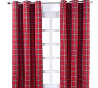 HOMESCAPES - Paire de Rideaux à œillets Rouge - Edward Tartan 137 x 182 cm