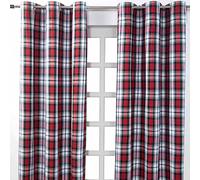 HOMESCAPES - Paire de Rideaux à œillets Rouge foncé - Macduff Tartan 137 x 228 cm