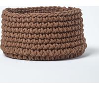 HOMESCAPES Panier de rangement tricoté, 100% coton marron 37 x 21 cm