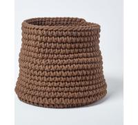 HOMESCAPES Panier de rangement tricoté, 100% coton marron 42 x 37 cm