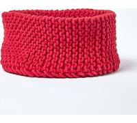 HOMESCAPES Panier de rangement tricoté, 100% coton, rouge,37 x 21 cm