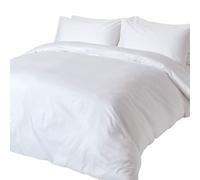 HOMESCAPES Parure de lit avec Housse de Couette 135x200 cm et taie d’Oreiller Unies en Coton égyptien Bio 400 Fils, Coloris Blanc