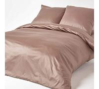 HOMESCAPES Parure de lit avec Housse de Couette 150 x 200 cm et taie d’Oreiller Unies en Coton égyptien Bio 400 Fils, Coloris Marron