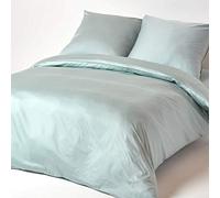 HOMESCAPES Parure de lit avec Housse de Couette 150 x 200 cm et taie d’Oreiller Unies en Coton égyptien Bio 400 Fils, Coloris Bleu givré