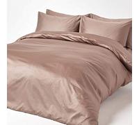HOMESCAPES Parure de lit avec Housse de Couette 200x200 cm et 2 taies d’Oreiller Unies en Coton égyptien Bio 400 Fils, Coloris Marron