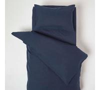 HOMESCAPES Parure de lit en lin pour enfants, lot de 2, bleu foncé