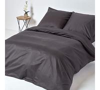Homescapes Housse de couette et taies d'oreiller coton égyptien 1000 fils Gris foncé 240 x 220 cm Gris foncé