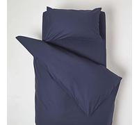 HOMESCAPES Parure de lit Enfant en Coton égyptien 200 Fils Bleu Marine, Housse de Couette 120x150 cm et Taie d’Oreiller 40x60 cm