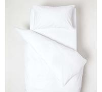 HOMESCAPES Parure de lit Enfant en Coton égyptien Bio 400 Fils Blanc, Housse de Couette 120x150 cm et Taie d’Oreiller 40x60 cm