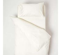 HOMESCAPES Parure de lit Enfant en Coton égyptien Bio 400 Fils Crème, Housse de Couette 120x150 cm et Taie d’Oreiller 40x60 cm