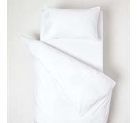 HOMESCAPES Parure de lit Enfant en Percale de Coton 330 Fils, Blanc, Housse de Couette 120x150 cm et Taie d’Oreiller 40x60 cm