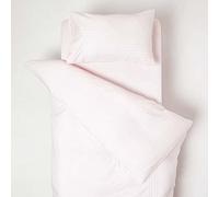 HOMESCAPES Parure de lit Enfant en Percale de Coton 330 Fils, Rose, Housse de Couette 120x150 cm et Taie d’Oreiller 40x60 cm