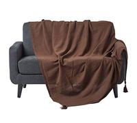 HOMESCAPES Plaid canapé en Coton, Jeté de lit ou de canapé tissé Main - Rajput - Chocolat - 225x255 cm