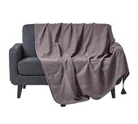 HOMESCAPES Plaid canapé en Coton, Jeté de lit ou de canapé tissé Main - Rajput - Gris - 150x200 cm