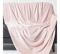 HOMESCAPES Plaid Polaire Mora à Motif Chevrons, Plaid Rose Ultra Doux, Couverture Polaire 130 x 160 cm