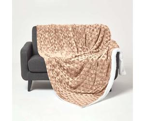 HOMESCAPES Plaid Polaire Ultra Doux Marron Clair et Revers Sherpa, jeté de canapé ou Dessus de lit, 160X200 cm