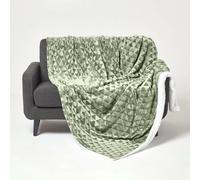 HOMESCAPES Plaid Polaire Ultra Doux Vert Sauge et Revers Sherpa, jeté de canapé ou Dessus de lit, 200X230 cm