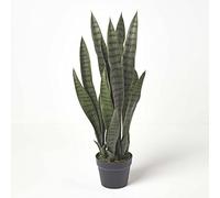 HOMESCAPES Plante artificielle Langue de belle-mère en pot, Fausse plante d’intérieur 74 cm