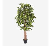 HOMESCAPES Plantes Artificielles Interieur, Ficus Benjamina Plante Artificielle, 180cm, Fausse Plante Interieur, Arbre Artificiel, avec Tronc en Bois véritable, Maison Balcon Déco (1 Pack)