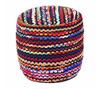 HOMESCAPES - Pouf Rond tissé Chindi Multicolore - 45 cm - Folk