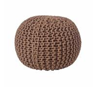 HOMESCAPES Pouf Rond tressé en Coton, Pouf Tricot Coloris Chocolat, 40x35 cm