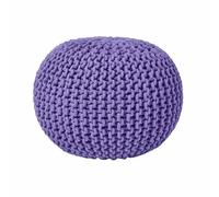 HOMESCAPES Pouf Rond tressé en Coton, Pouf Tricot Coloris Violet foncé, 40x35 cm