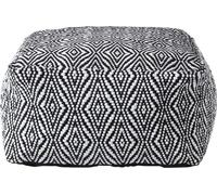 HOMESCAPES Pouf Trance 60x30 cm - grand pouf noir et blanc à motifs