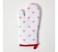 HOMESCAPES - Pur Coton - Gant de Cuisine - Coeurs - Rouge Rose - 18 x 32 cm - Linge de Cuisine Entièrement Coordonné et Lavable