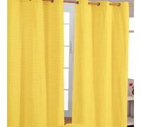 HOMESCAPES Rideaux à carreaux paysans jaune set de 2 137 x 117 cm