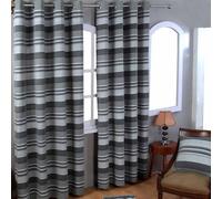 HOMESCAPES Rideaux à œillets Morocco gris en lot de 2, 228 x 167 cm