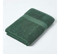HOMESCAPES Serviette de Bain en 100% Coton Turc - Ultra Doux et Absorbant - 500 g/m² - Vert foncé - 70 x 130 cm