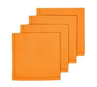 HOMESCAPES Serviette de Table en Tissu Coton, Lot de 4, Linge de Table uni, Orange 45x45 cm