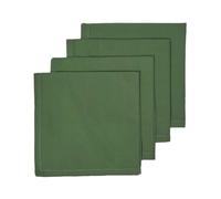 HOMESCAPES Serviette de Table en Tissu Coton, Lot de 4, Linge de Table uni, Vert foncé 45x45 cm